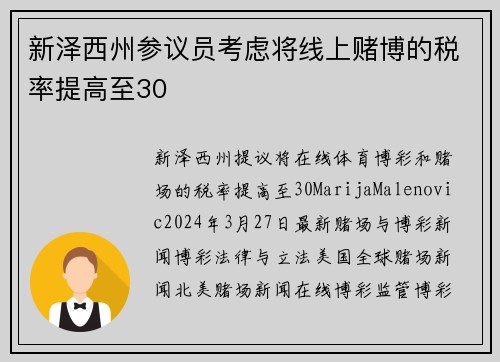 新泽西州参议员考虑将线上赌博的税率提高至30